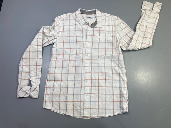 Chemise m.l blanche carreaux rouille marine, moins cher chez Petit Kiwi