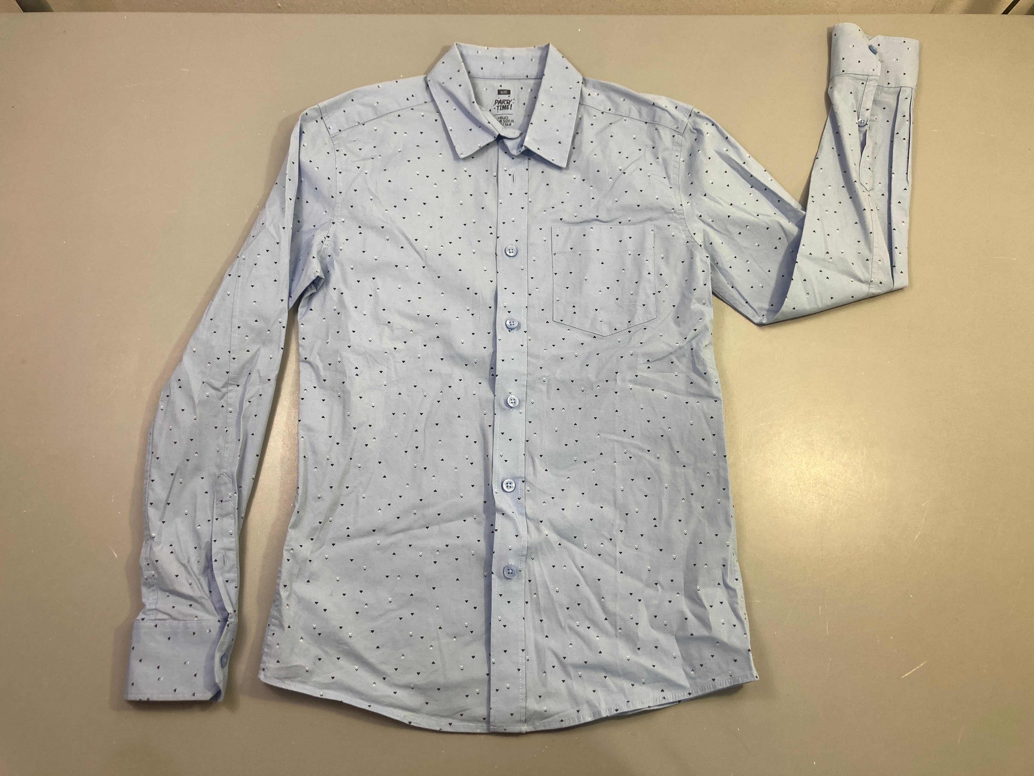 Chemise m.l bleu ciel triangles imprimés