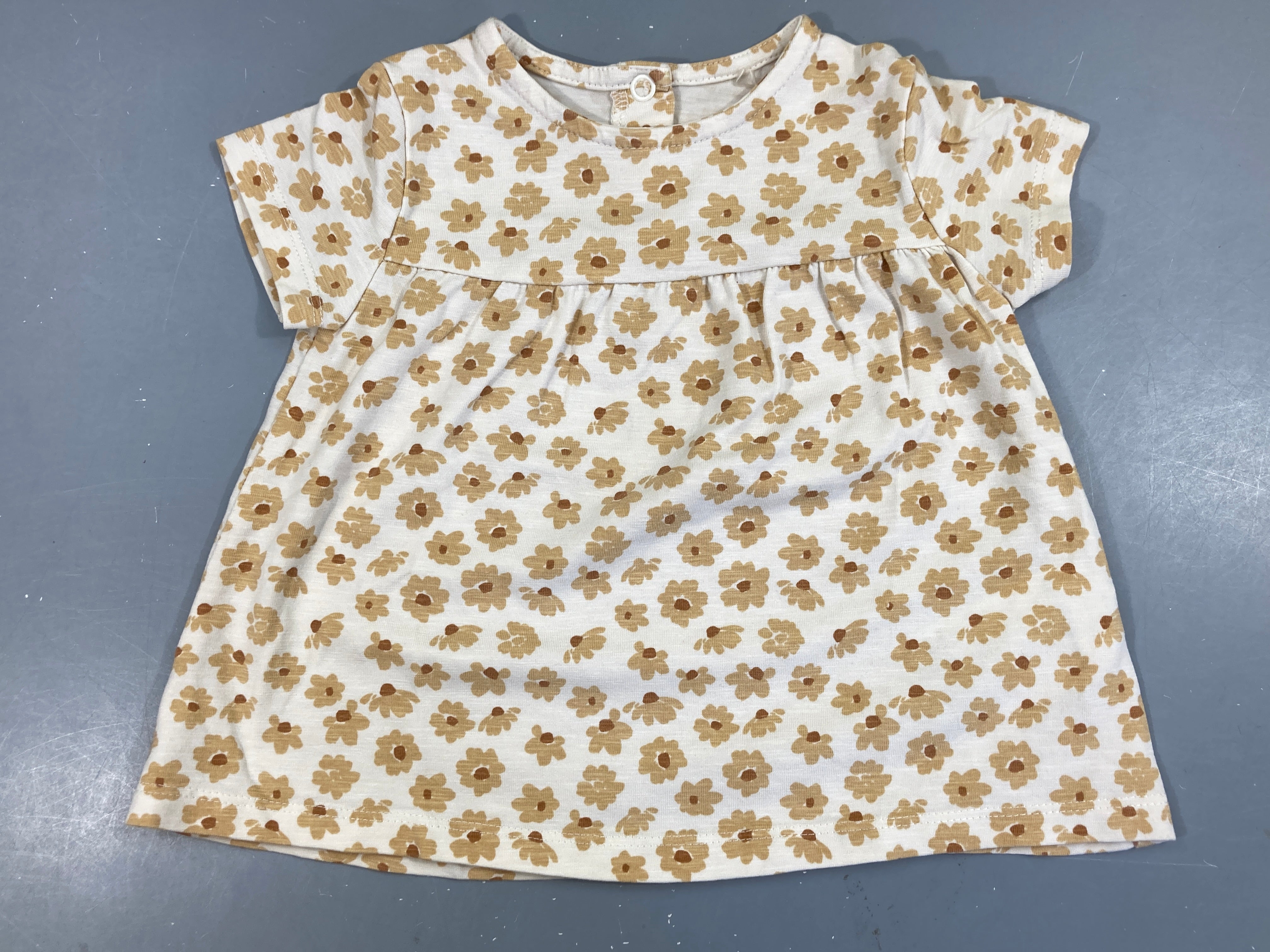 T-shirt m.c blanc fleurs beiges