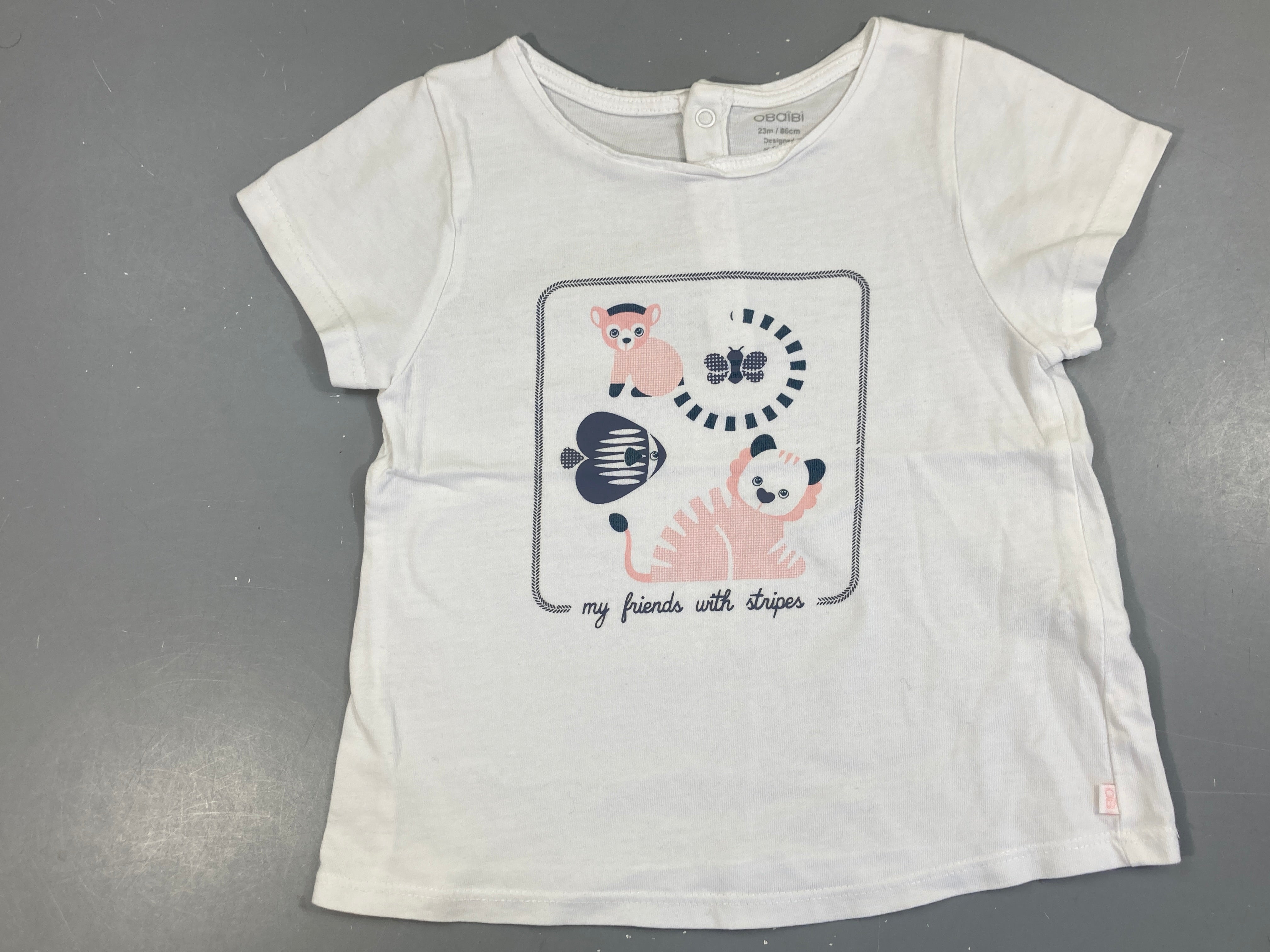 T-shirt m.c blanc animaux cadre