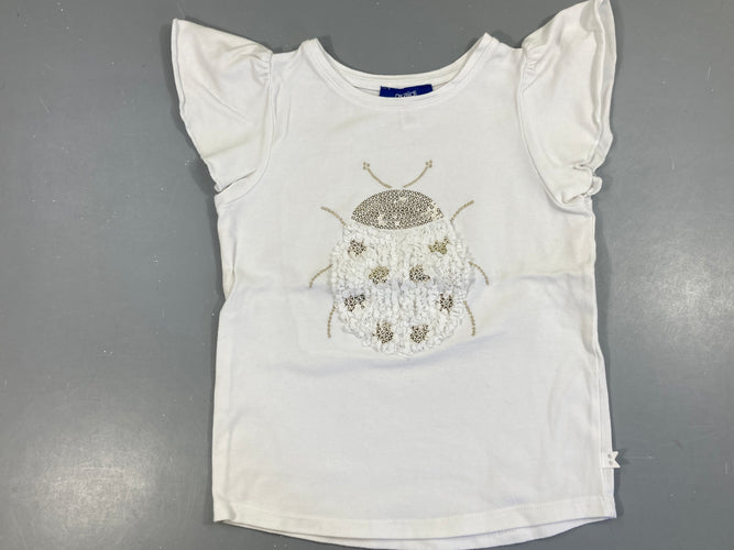 T-shirt m.c blanc coccinelle blanche sequins tulle, moins cher chez Petit Kiwi