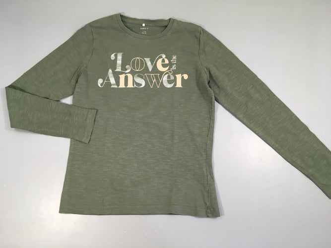 T-shirt ml kaki flammé Love, moins cher chez Petit Kiwi