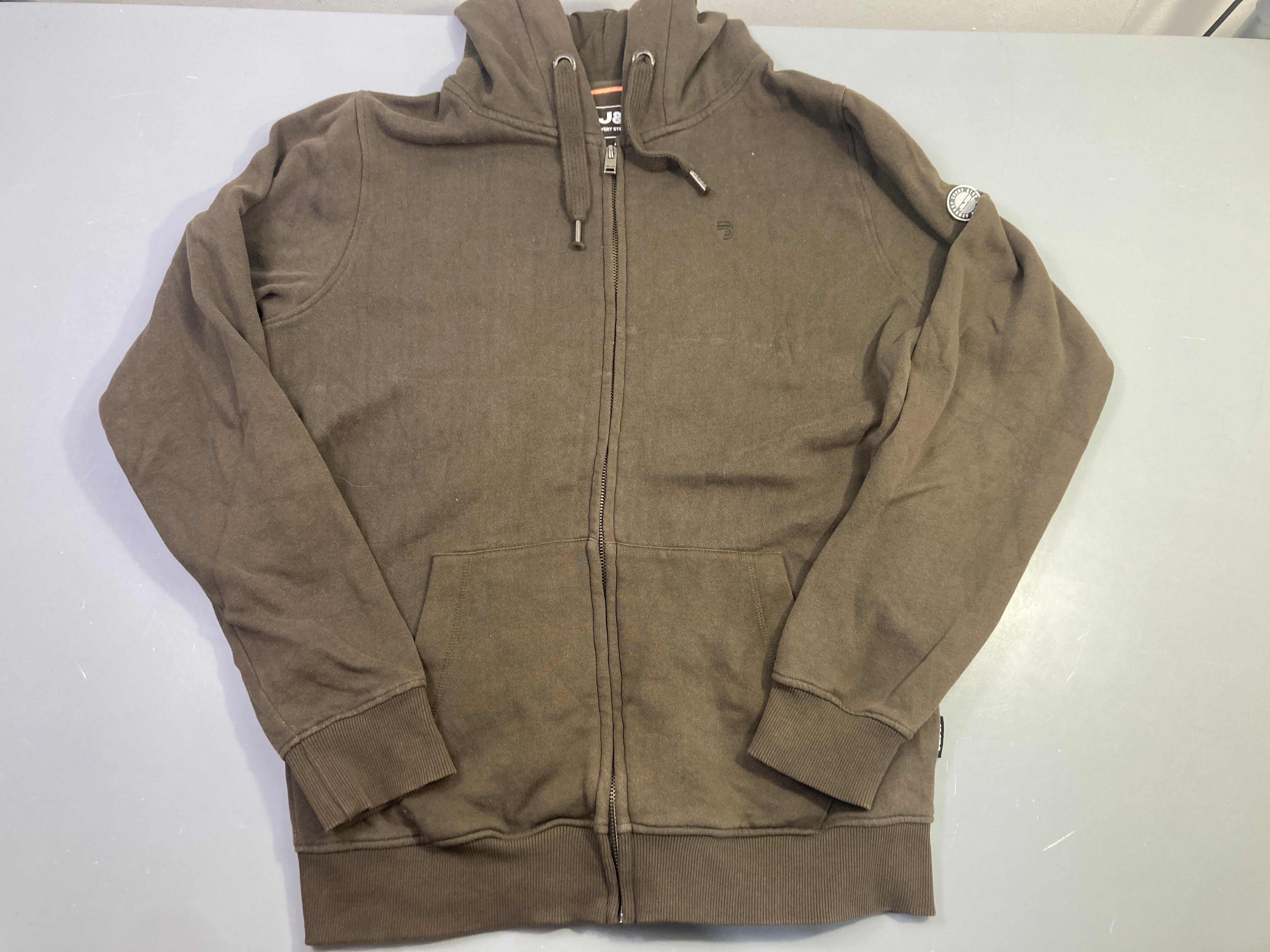 Sweat zippé capuche marron