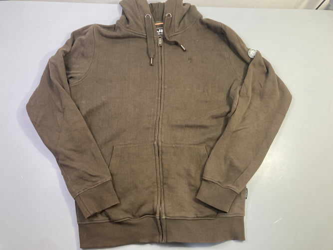 Sweat zippé capuche marron, moins cher chez Petit Kiwi