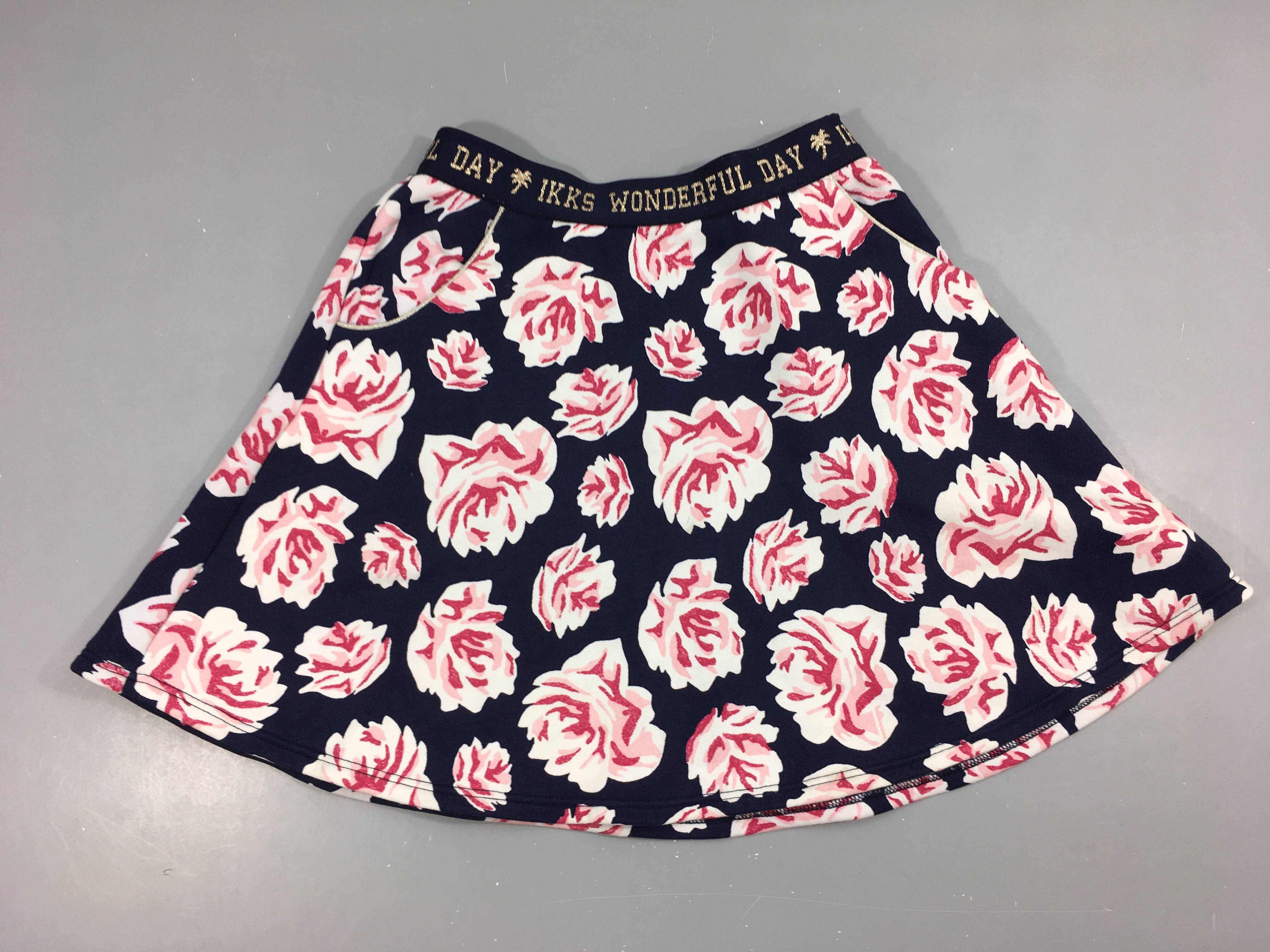 Jupe moleton bleu foncé roses