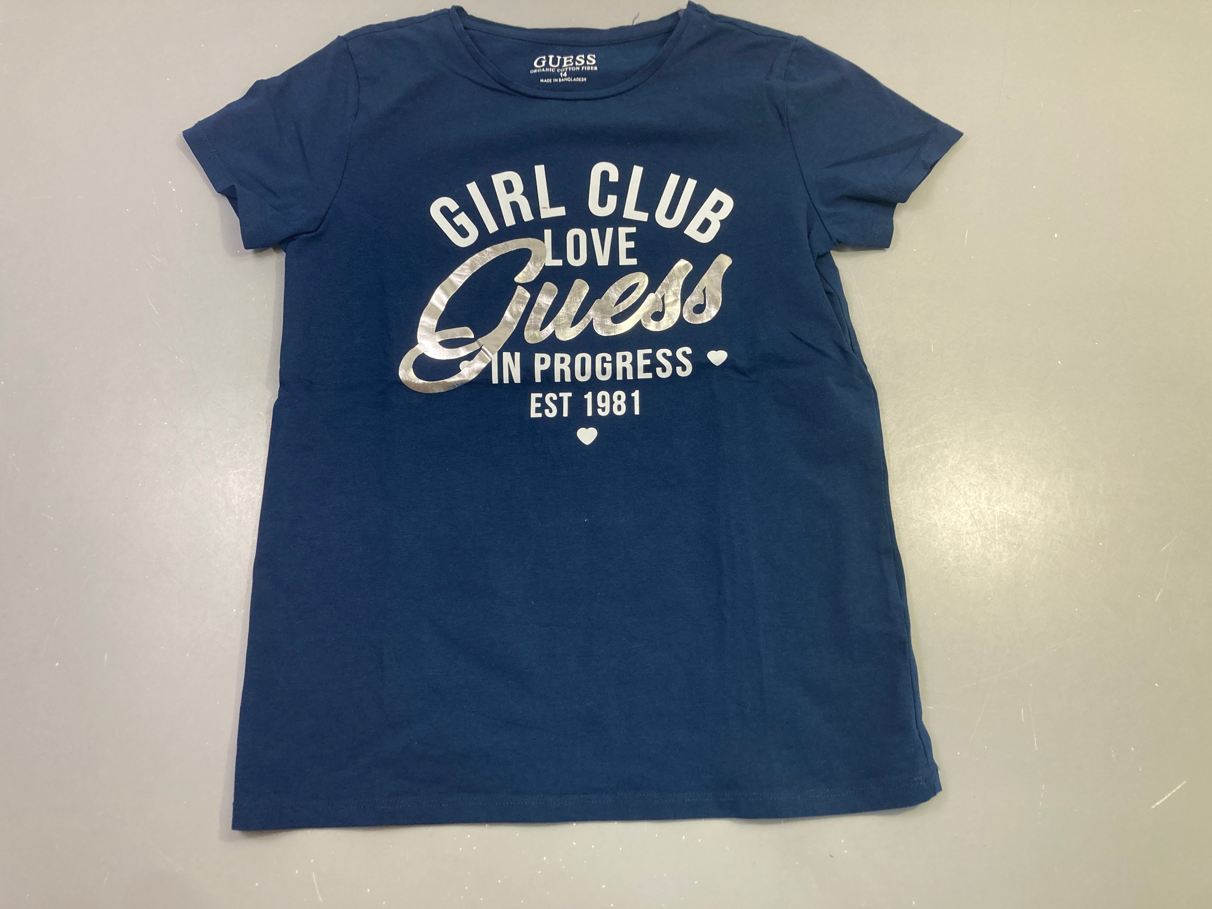 T-shirt m.c bleu marine imprimé argenté