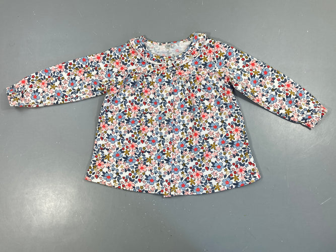 Chemisier jersey blanc fleuri, moins cher chez Petit Kiwi