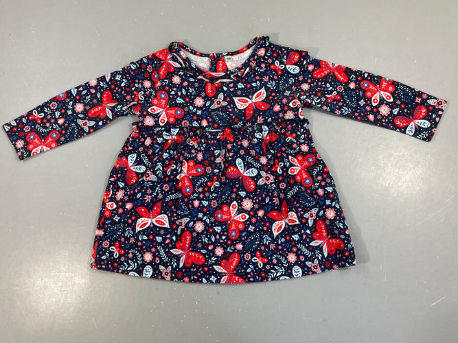 Tunique m.l bleu foncé jersey fleuri, moins cher chez Petit Kiwi