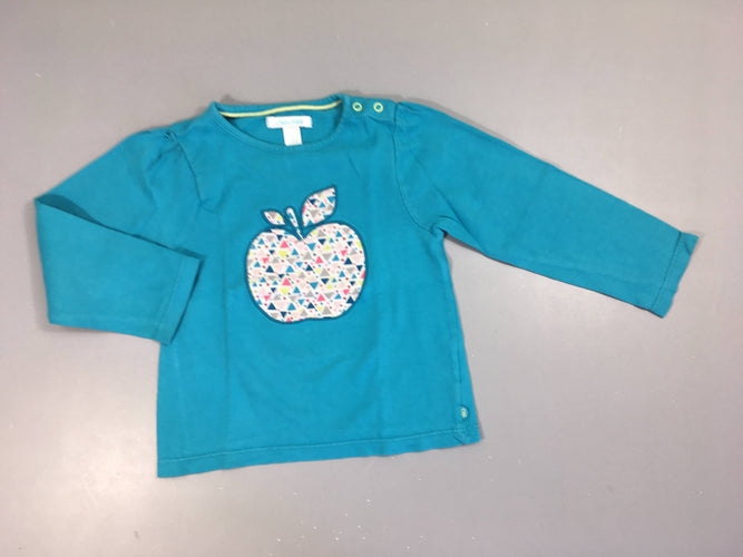 T-shirt ml turquoise pomme, moins cher chez Petit Kiwi