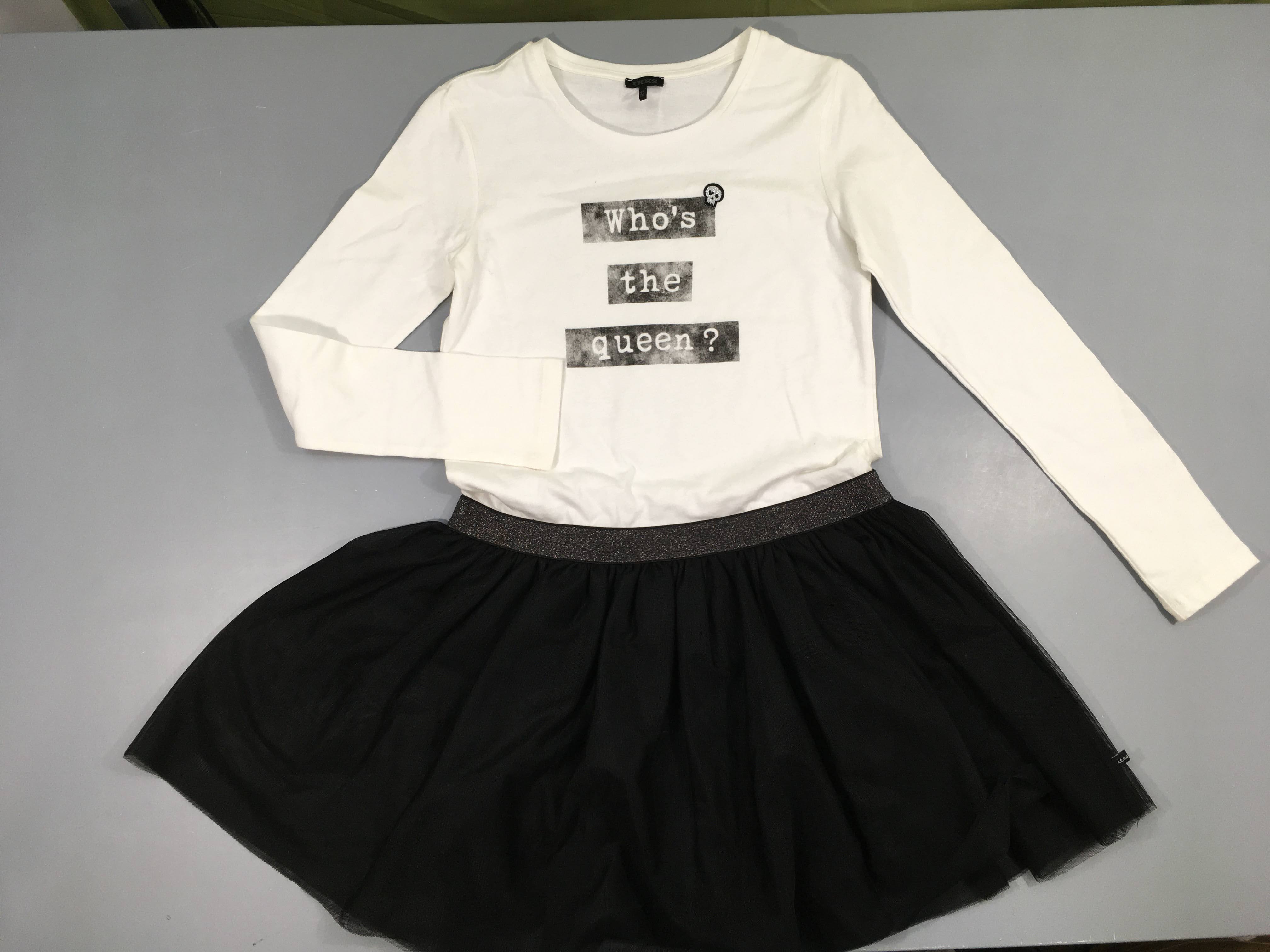 Robe m.l bi-matière jersey haut tulle bas Queen?