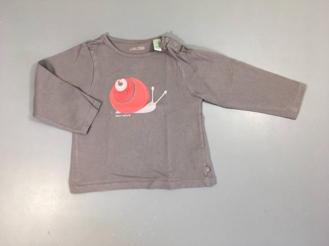 T-shirt ml taupe escargot, moins cher chez Petit Kiwi