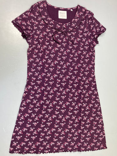 Robe de nuit m.c aubergine pois fleurs, moins cher chez Petit Kiwi