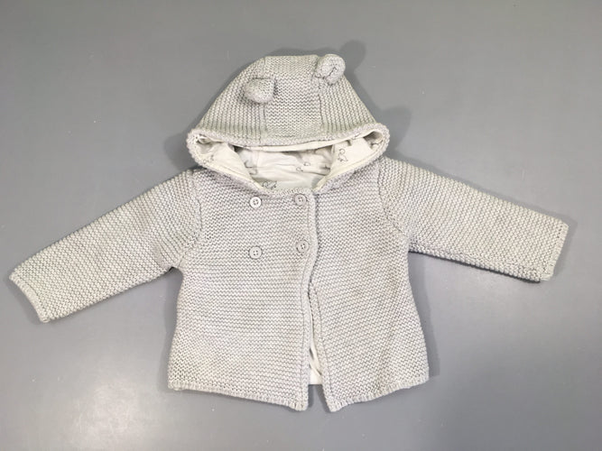 Gilet maille gris doublé jersey, moins cher chez Petit Kiwi