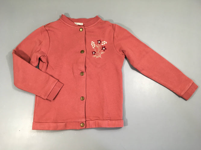 Sweat à pressions vieux rose Fleurs brodée, moins cher chez Petit Kiwi