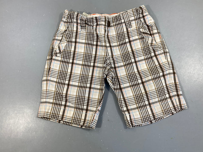 Bermuda à carreaux blanc-taupe-brun, moins cher chez Petit Kiwi