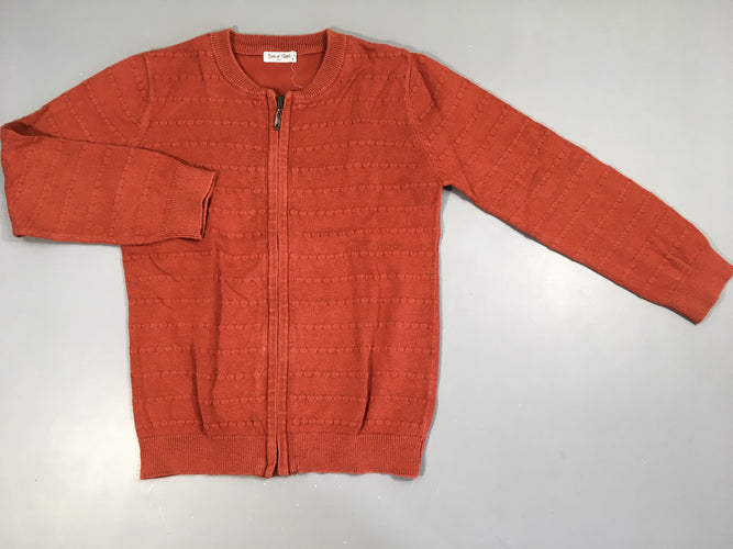 Gilet zippé terracotta texturé pois Légèrement bouloché, moins cher chez Petit Kiwi