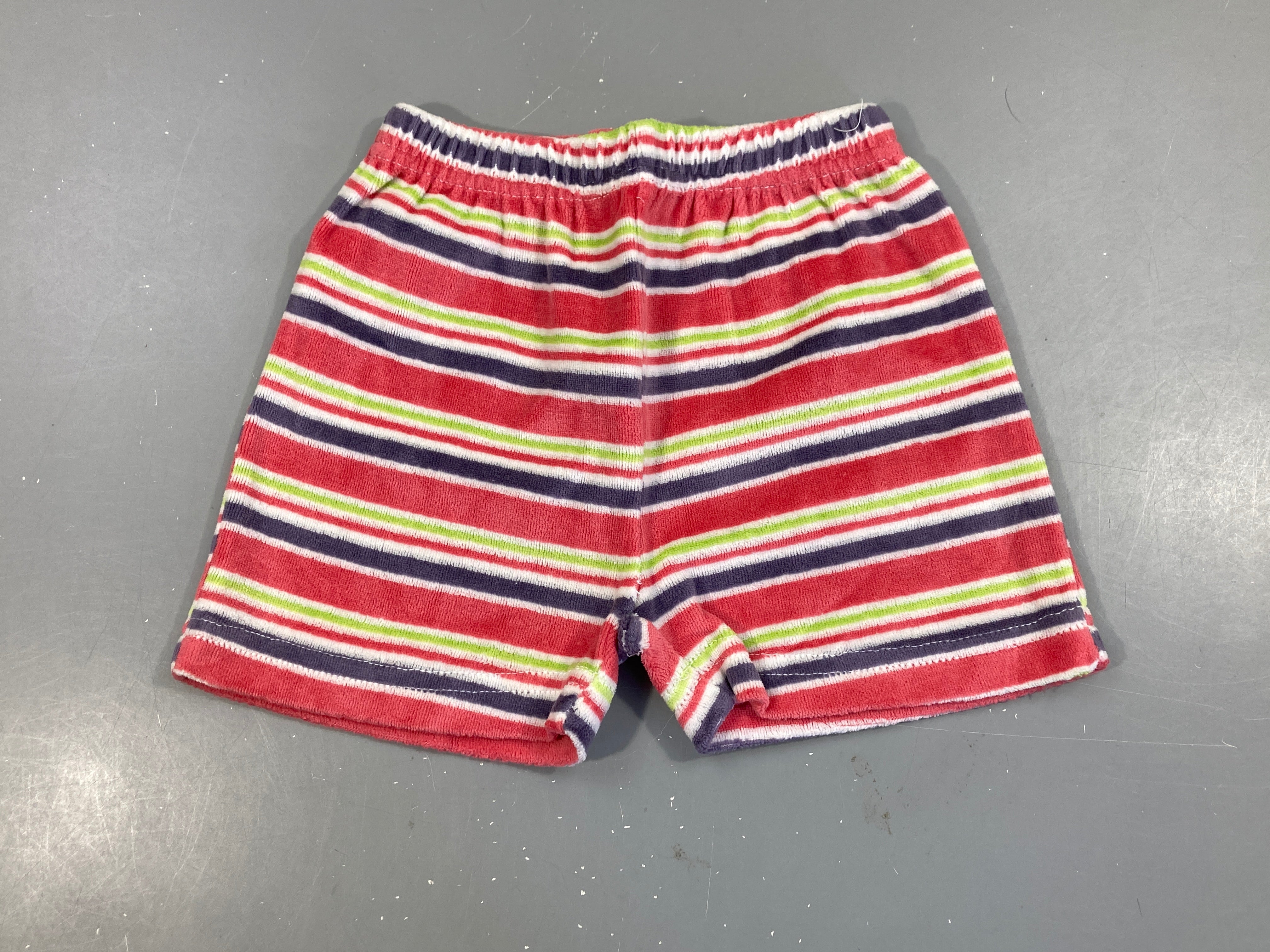 Short  velours rayé blanc-rose-vert