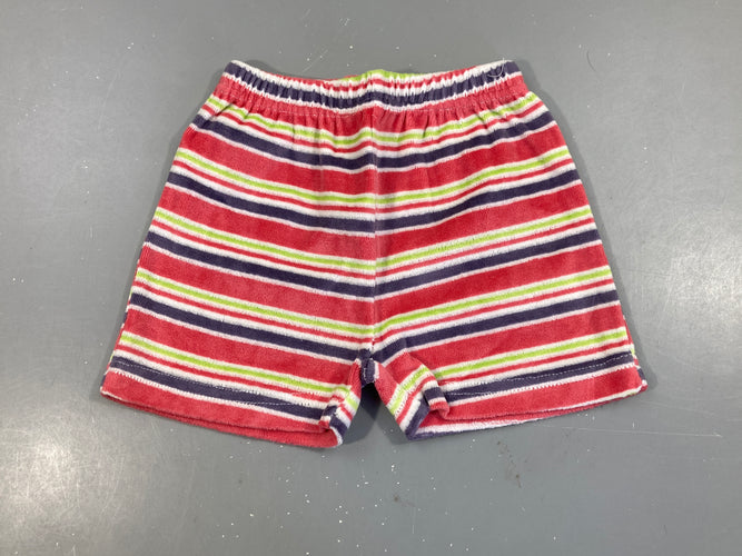 Short  velours rayé blanc-rose-vert, moins cher chez Petit Kiwi