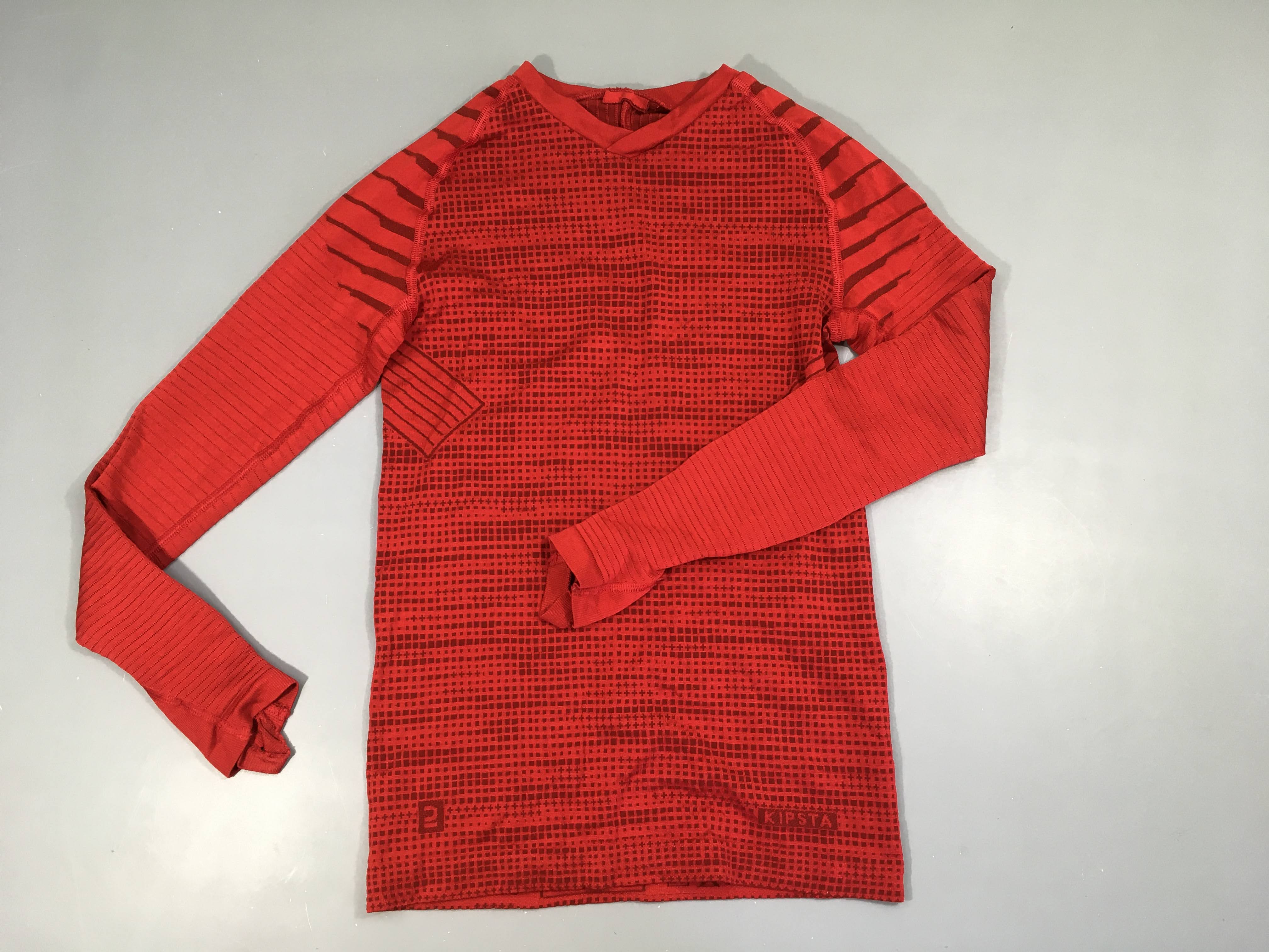 T-shirt ml thermique rouge carré Kipsta