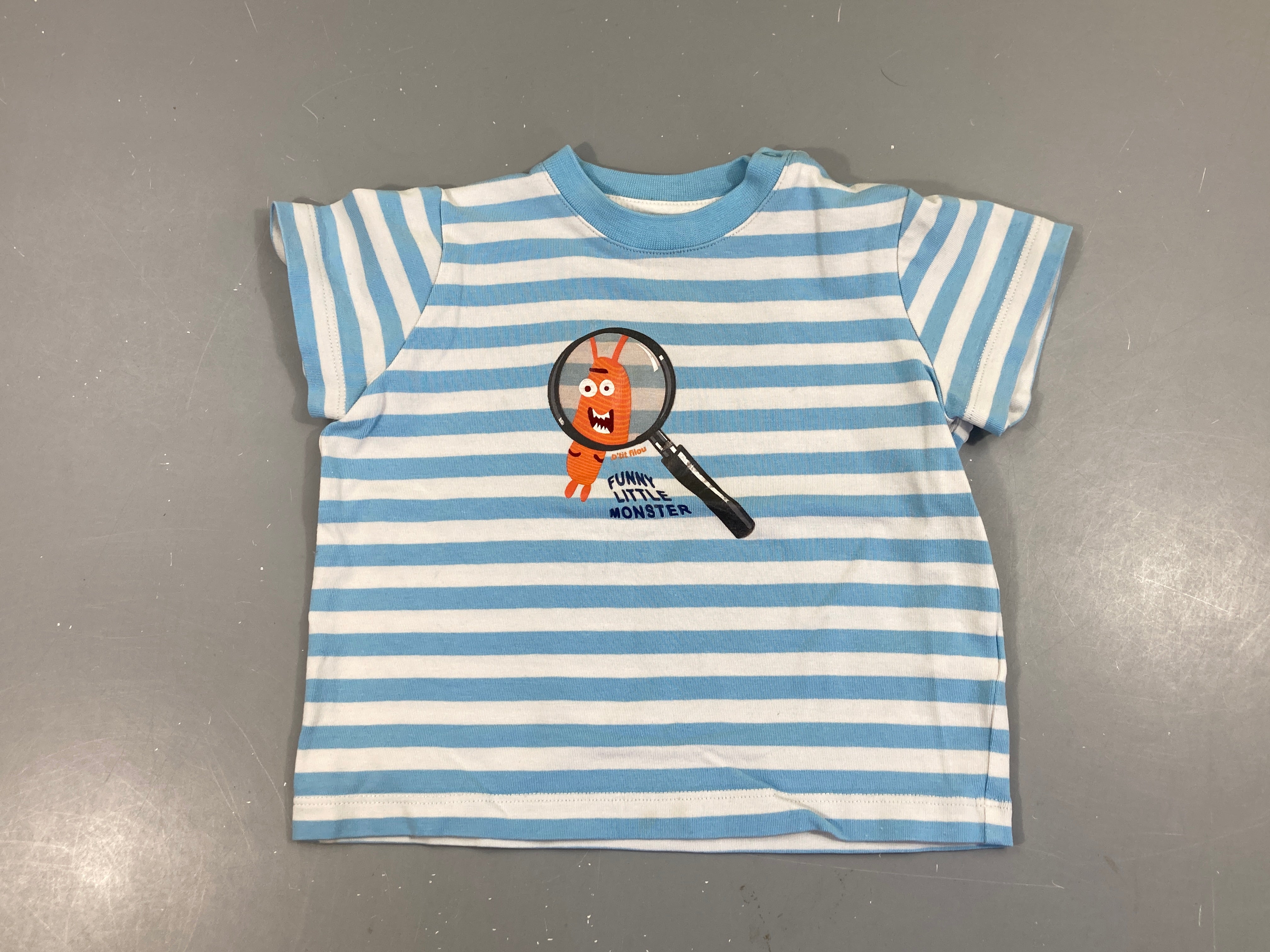 T-shirt m.c blanc rayé blanc loupe