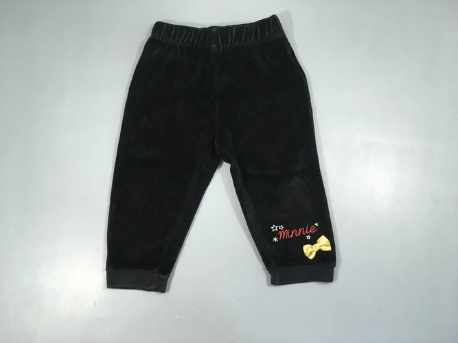 Pantalon de jogging velours noir Minnie, moins cher chez Petit Kiwi