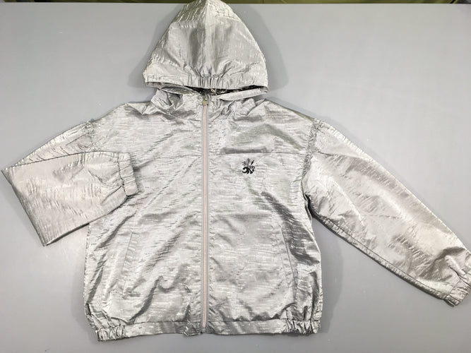 Veste coupe vent à capuche déperlante grise effet doublée jersey, moins cher chez Petit Kiwi