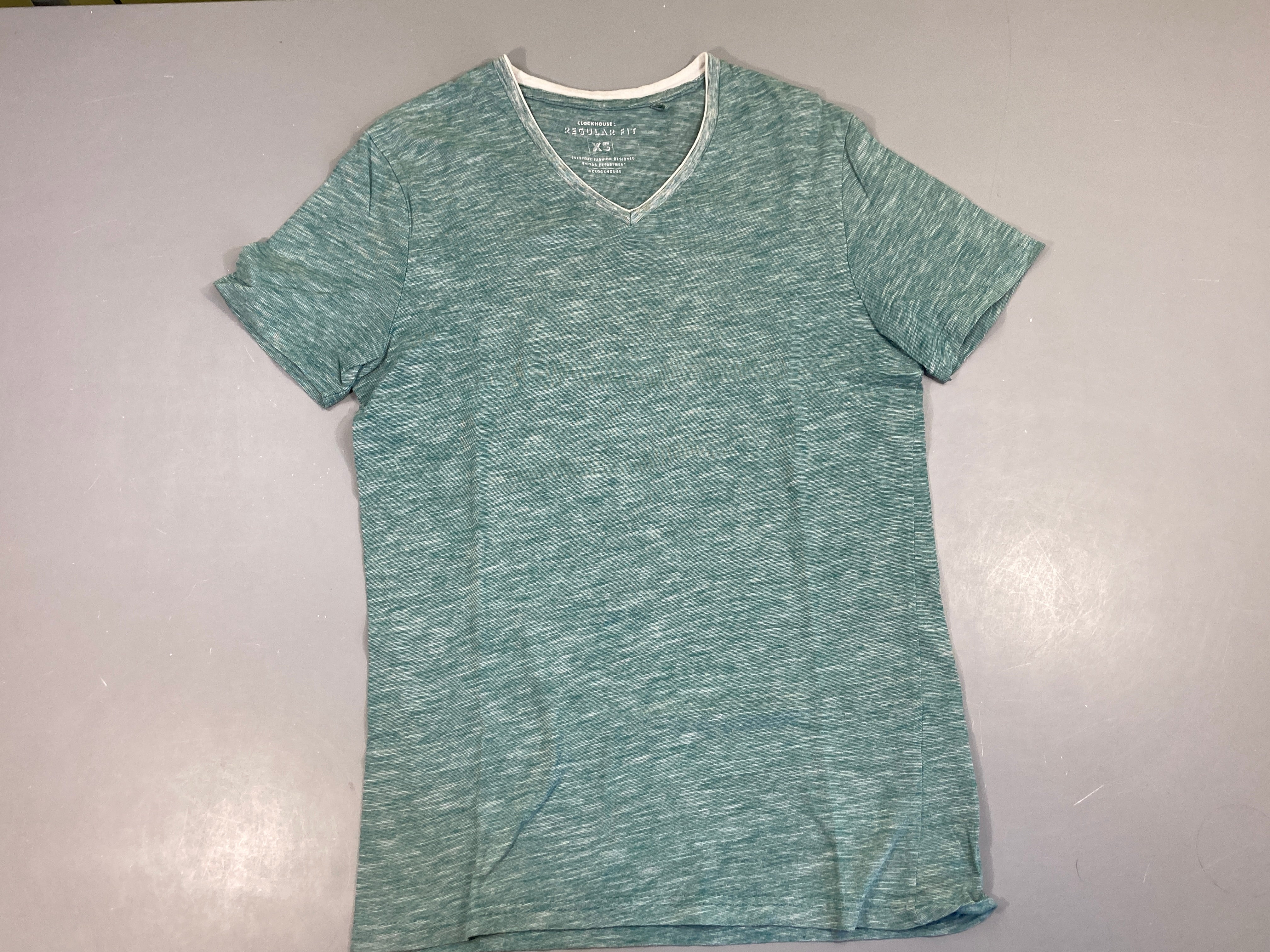 T-shirt m.c vert flammé col V