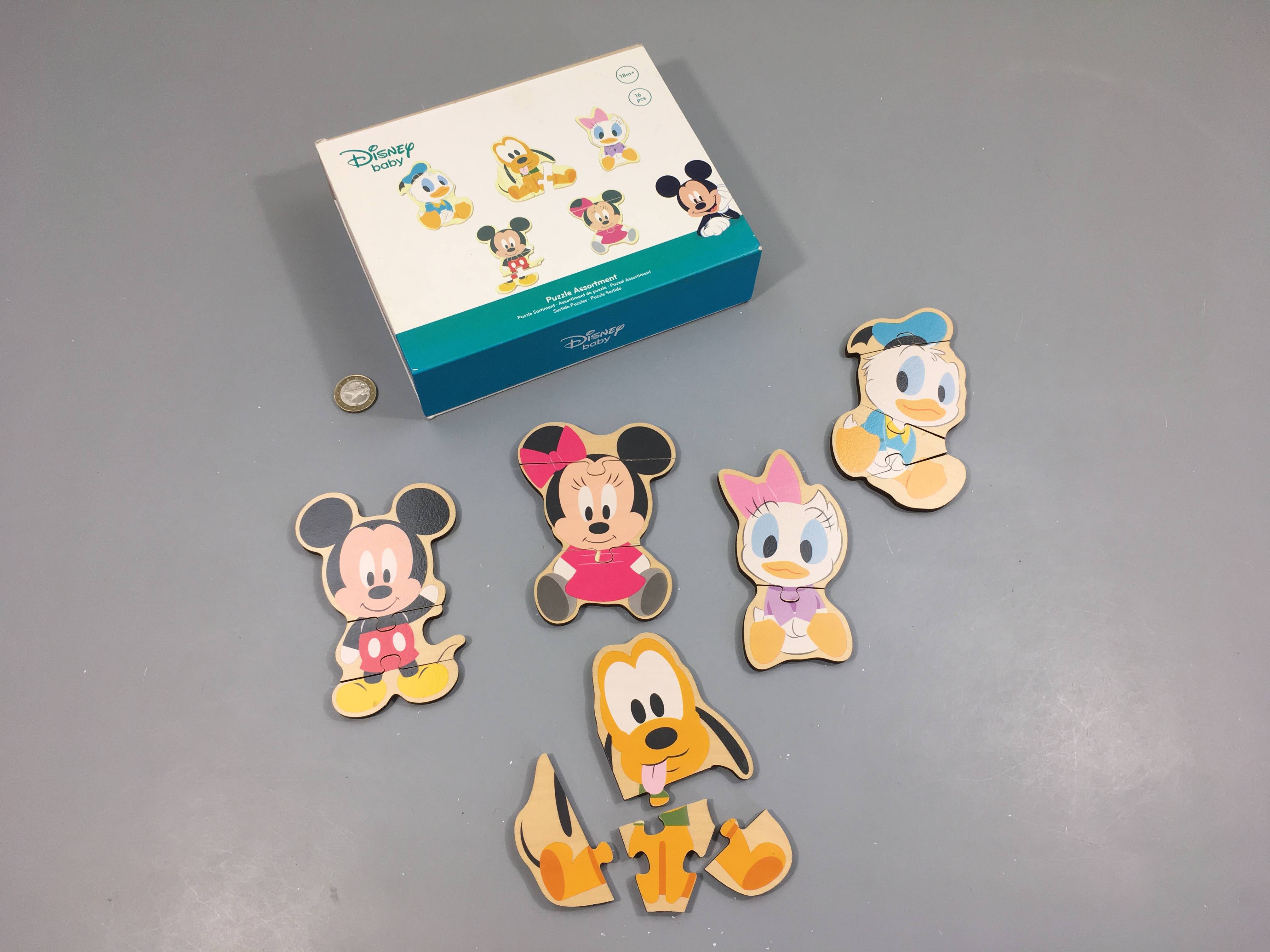 Complet puzzle en bois personnages Disney 16pcs, 18m+