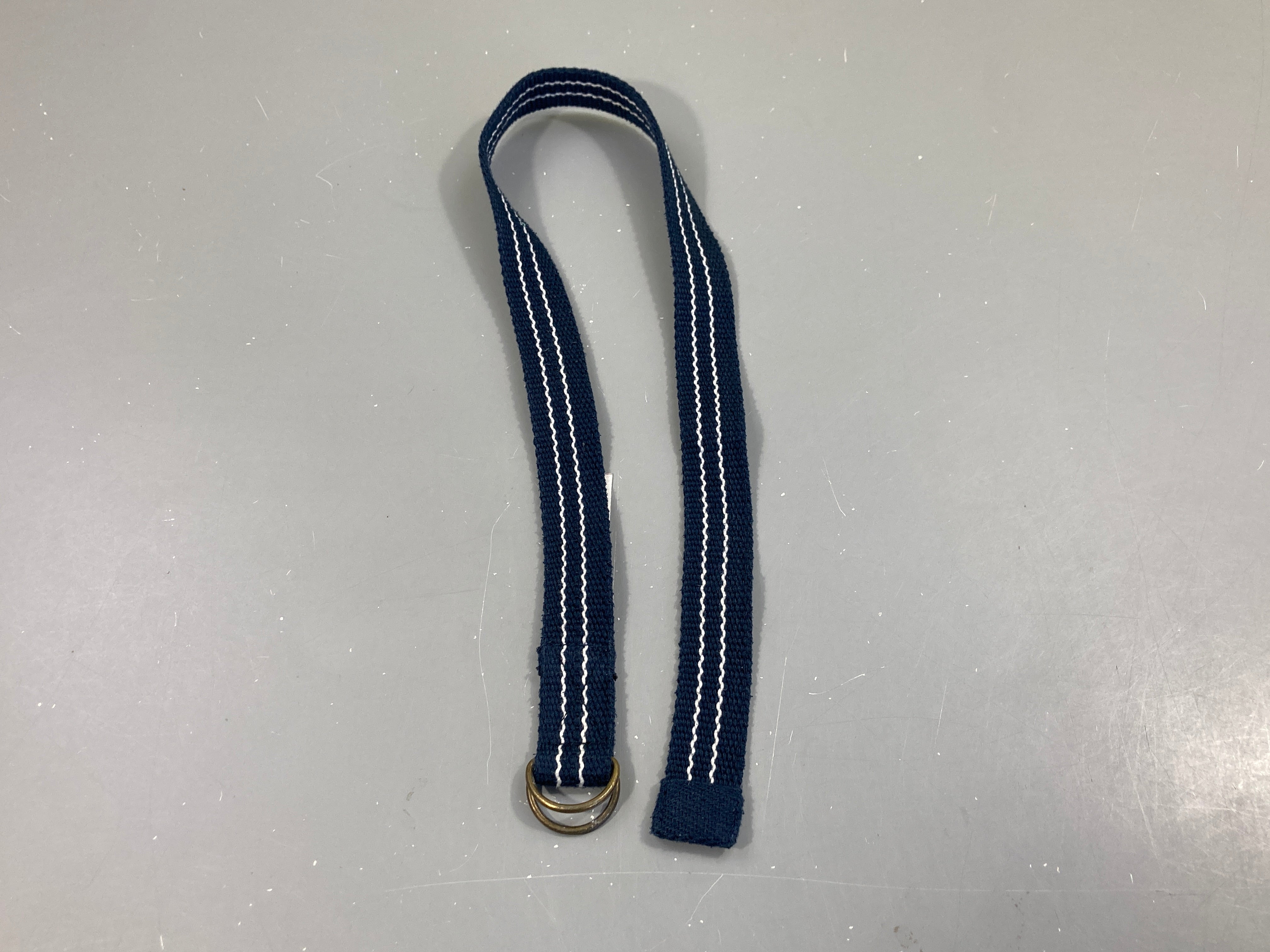 Ceinture textile bleue 2 lignes blanches