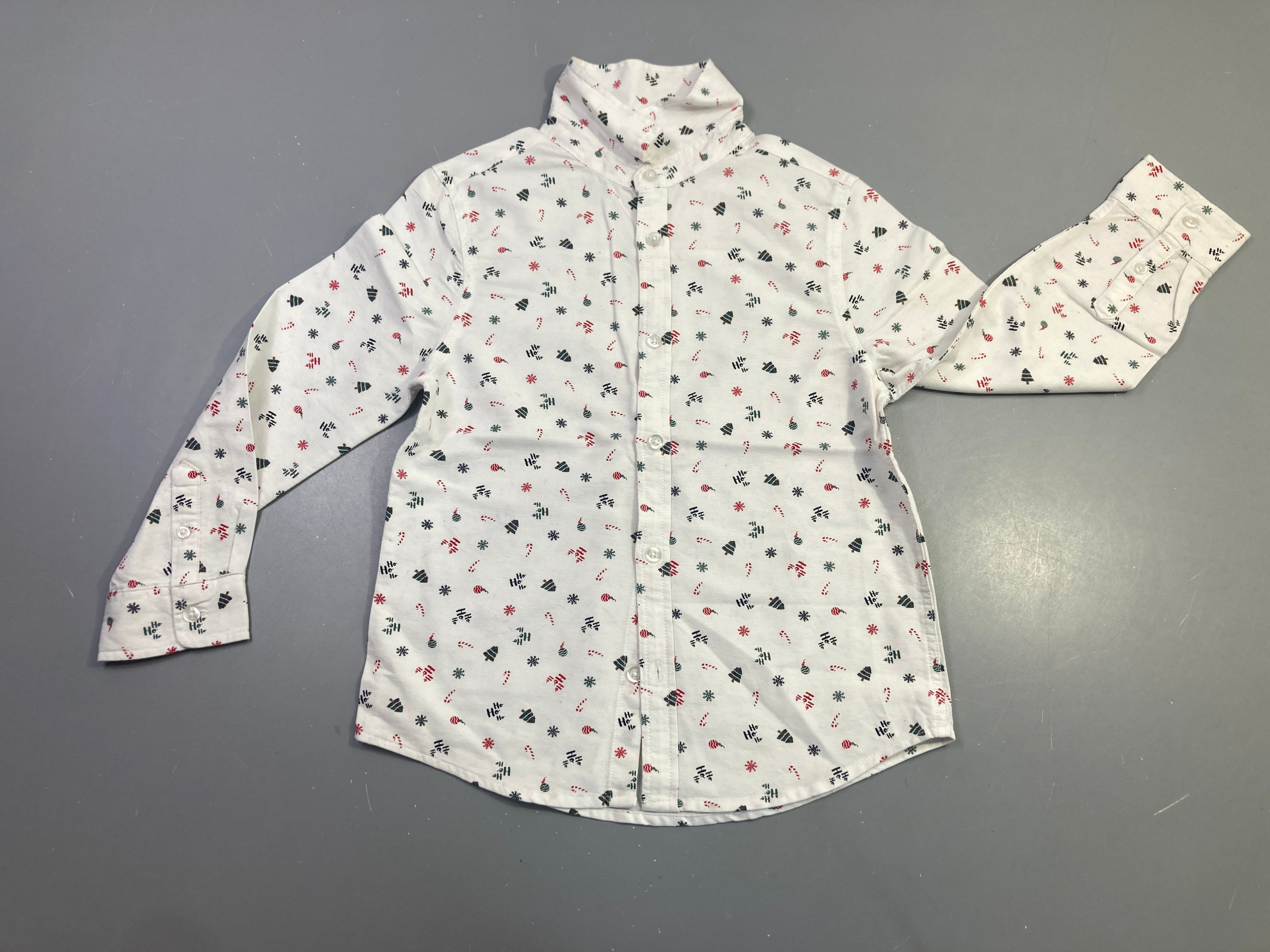 Chemise m.l blanche imprimée Noël