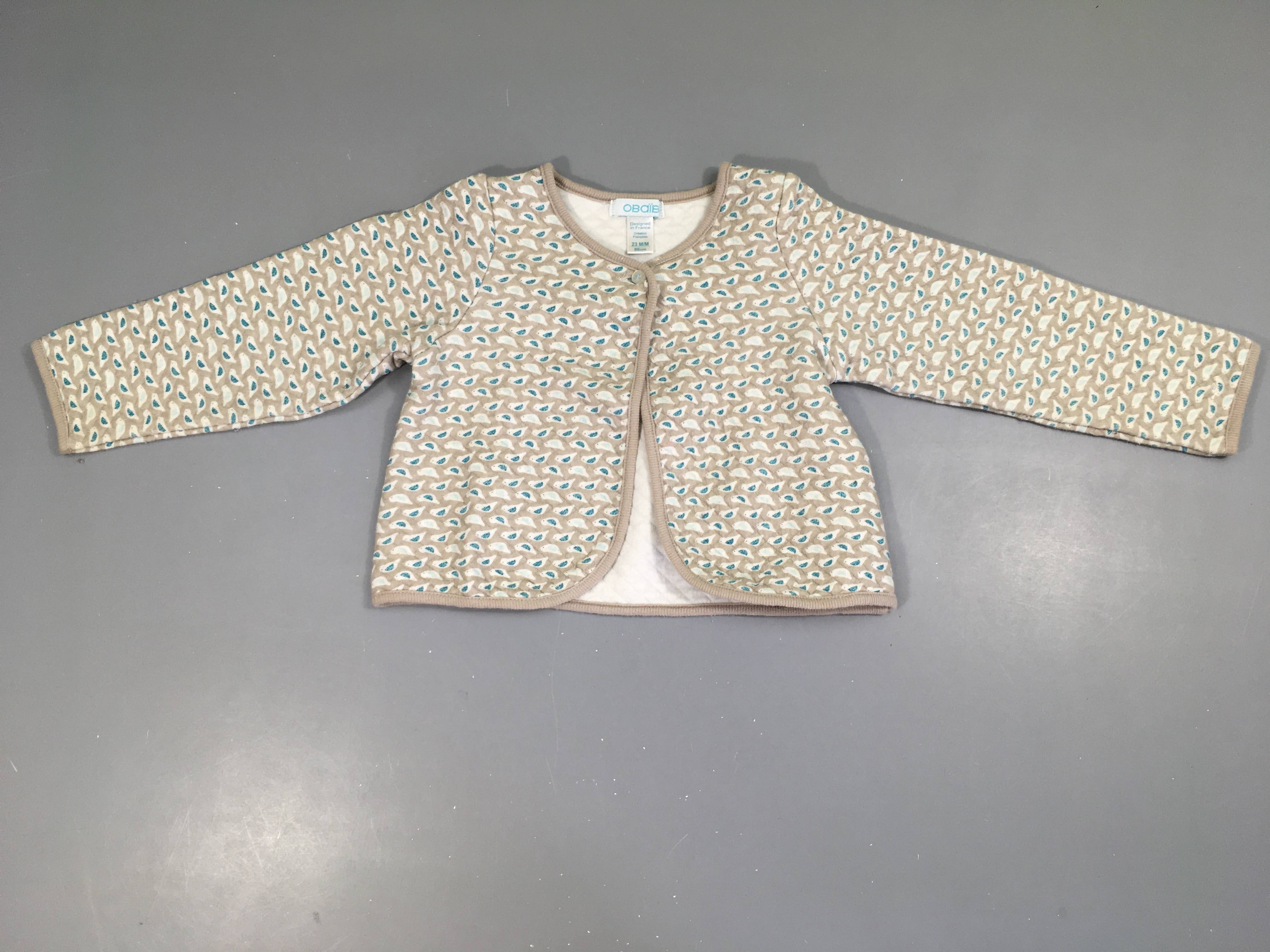 Sweat à pressions gris oiseaux bleus