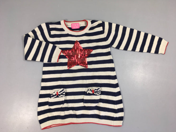 Robe pull ry gris étoile sequins, moins cher chez Petit Kiwi