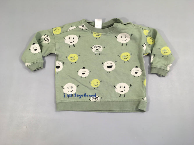 Sweat léger vert personnages, moins cher chez Petit Kiwi