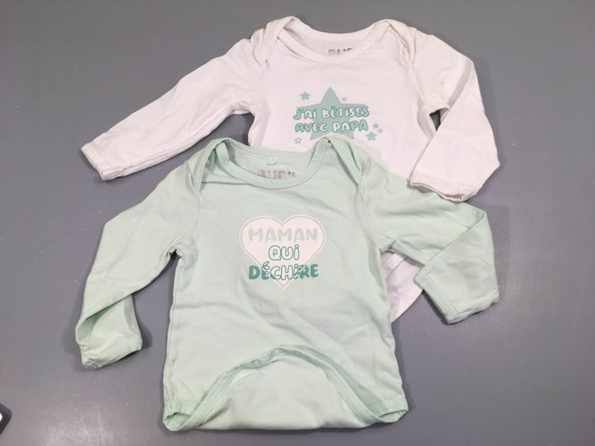 Bodies m.l, lot de 2 vert pâle/blanc, moins cher chez Petit Kiwi