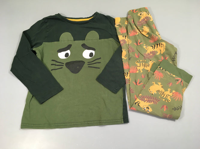 Pyjama 2pcs jersey vert chat, moins cher chez Petit Kiwi