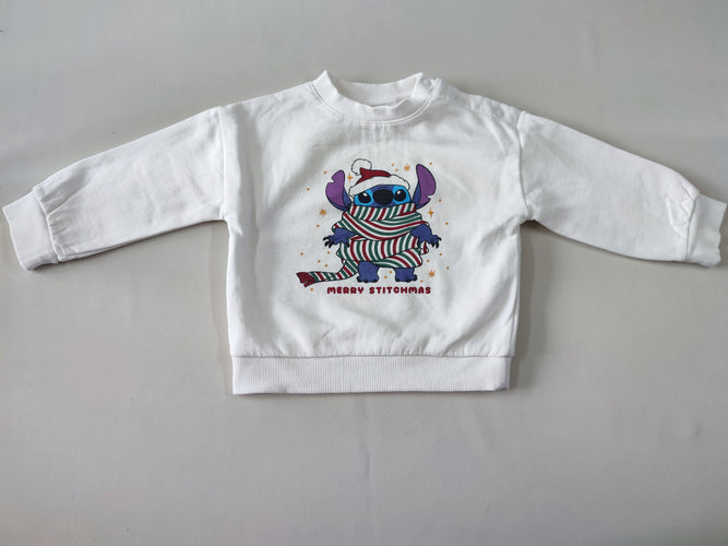 Sweat blanc Stitch "Merrayé Stitchmas", moins cher chez Petit Kiwi