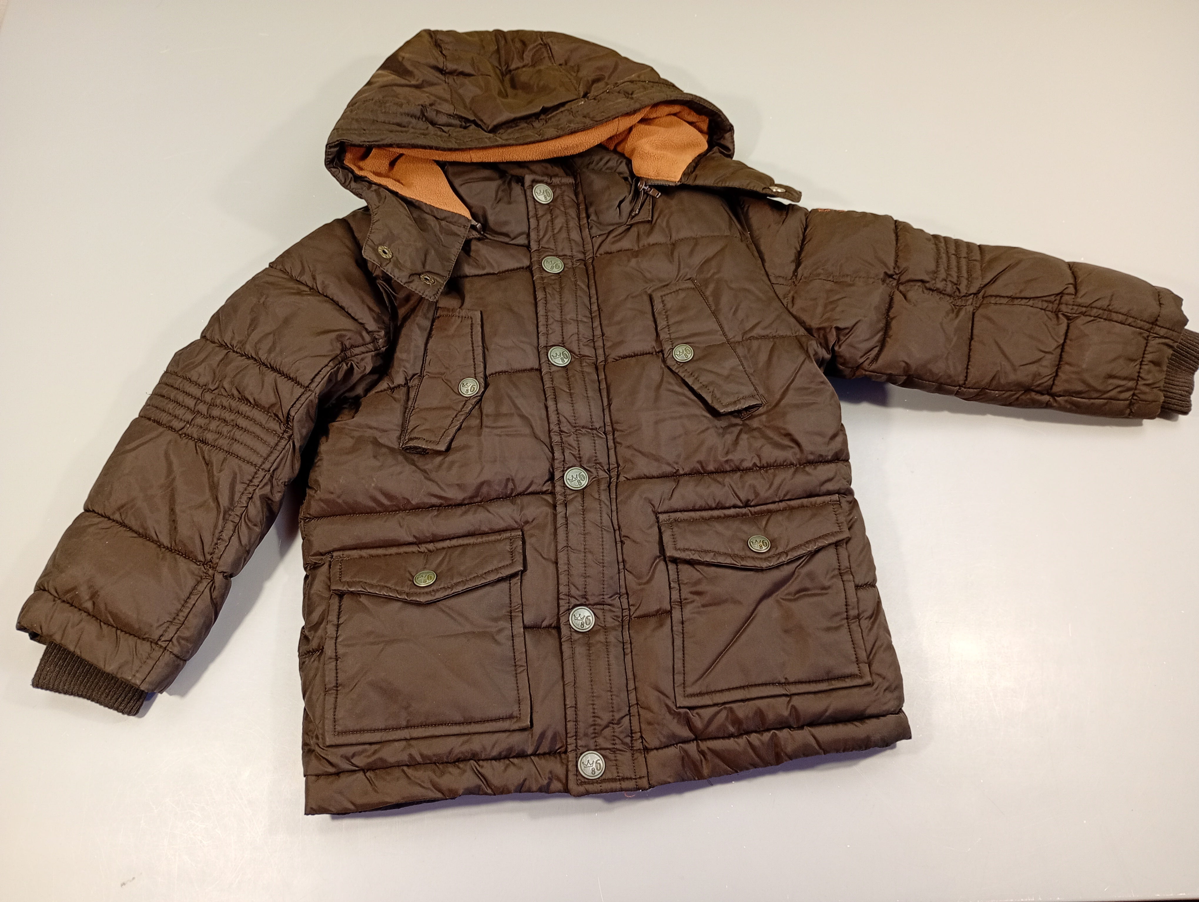 Doudoune zippée à capuche ammovible brune