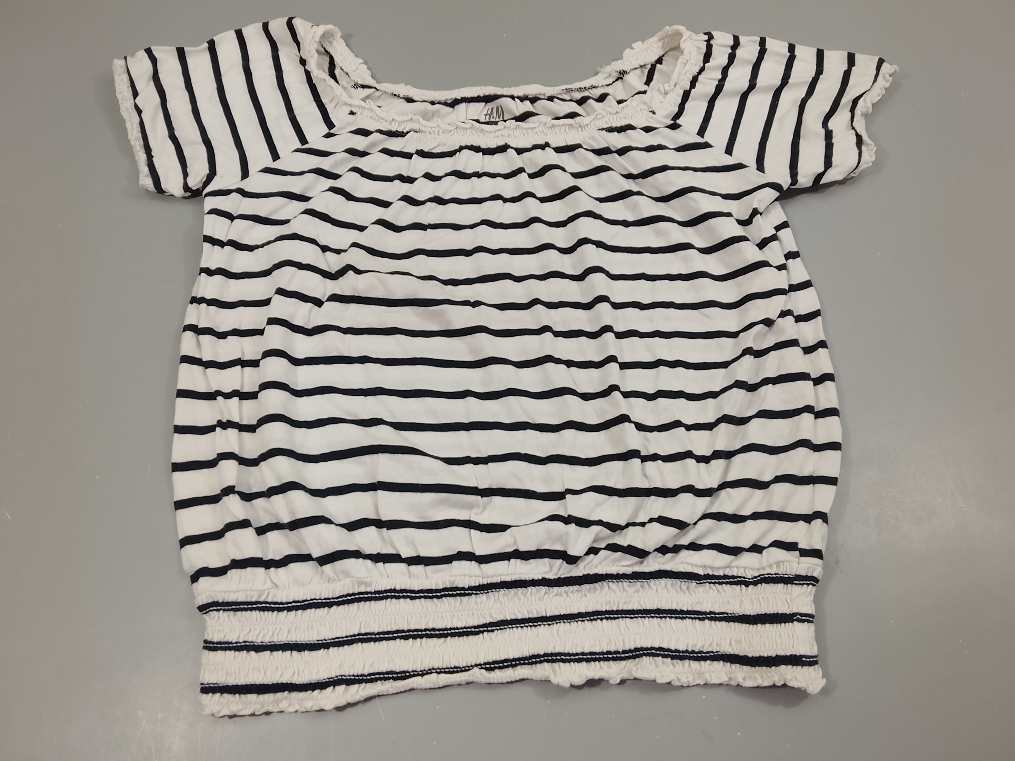 Blouse m.c blanche rayé noir