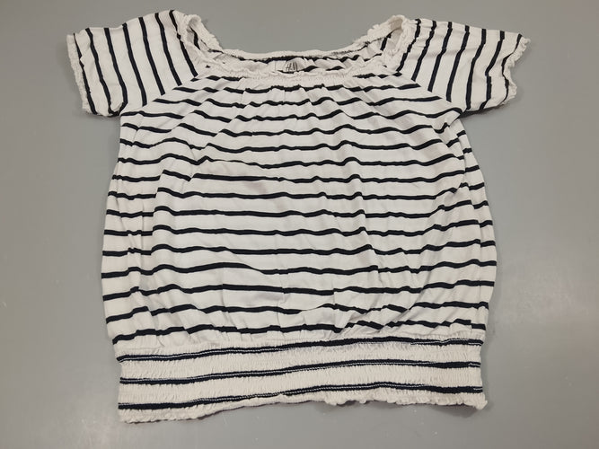 Blouse m.c blanche rayé noir, moins cher chez Petit Kiwi