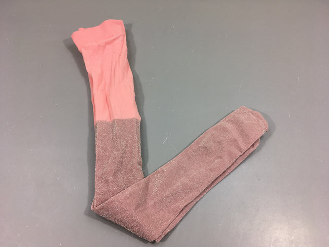 Collants dessus nylon rose, dessous vieux rose pailleté, moins cher chez Petit Kiwi