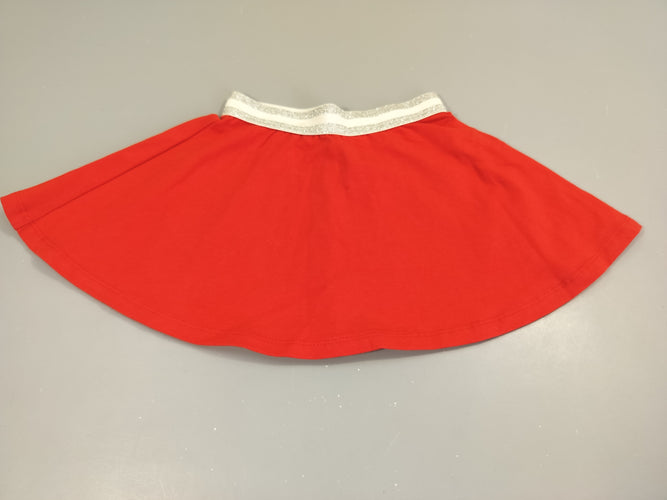 Jupe rouge, taille élastique blanc et argenté pailleté, moins cher chez Petit Kiwi