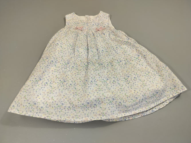 Robe s.m blanche à petites fleurs pastel , doublée, moins cher chez Petit Kiwi