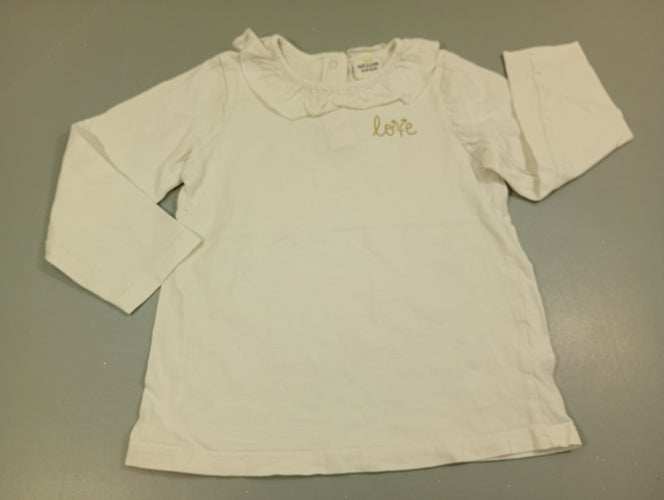 T-shirt m.l blanc  "love" pailleté, moins cher chez Petit Kiwi
