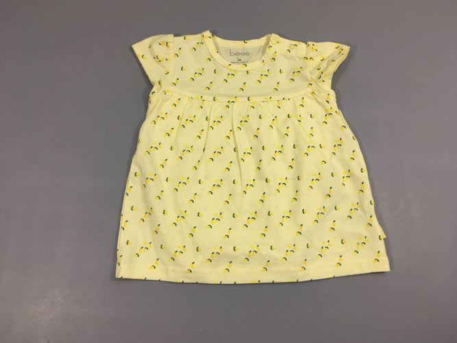 Robe m.c jersey jaune citrons, body intégré, moins cher chez Petit Kiwi