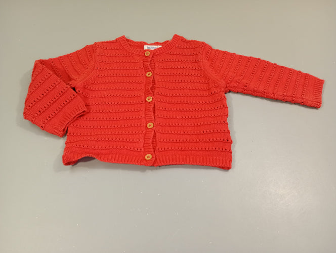 Gilet rouge, petites et grosses mailles, moins cher chez Petit Kiwi