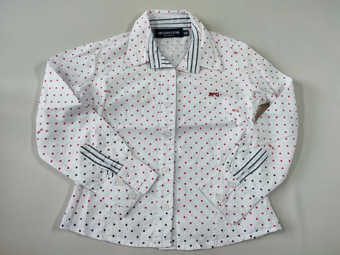 Chemisier m.l blanc à pois rouge/noir "McG", moins cher chez Petit Kiwi