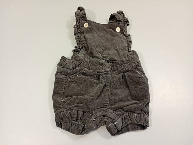 Salopette short velours côtelé noir, moins cher chez Petit Kiwi