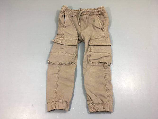 Pantalon cargo taille et chevilles élastiques beige, moins cher chez Petit Kiwi