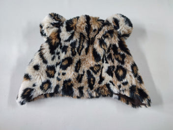 Bonnet fausse fourrure imprimé léopard doublé polar, 53 cm