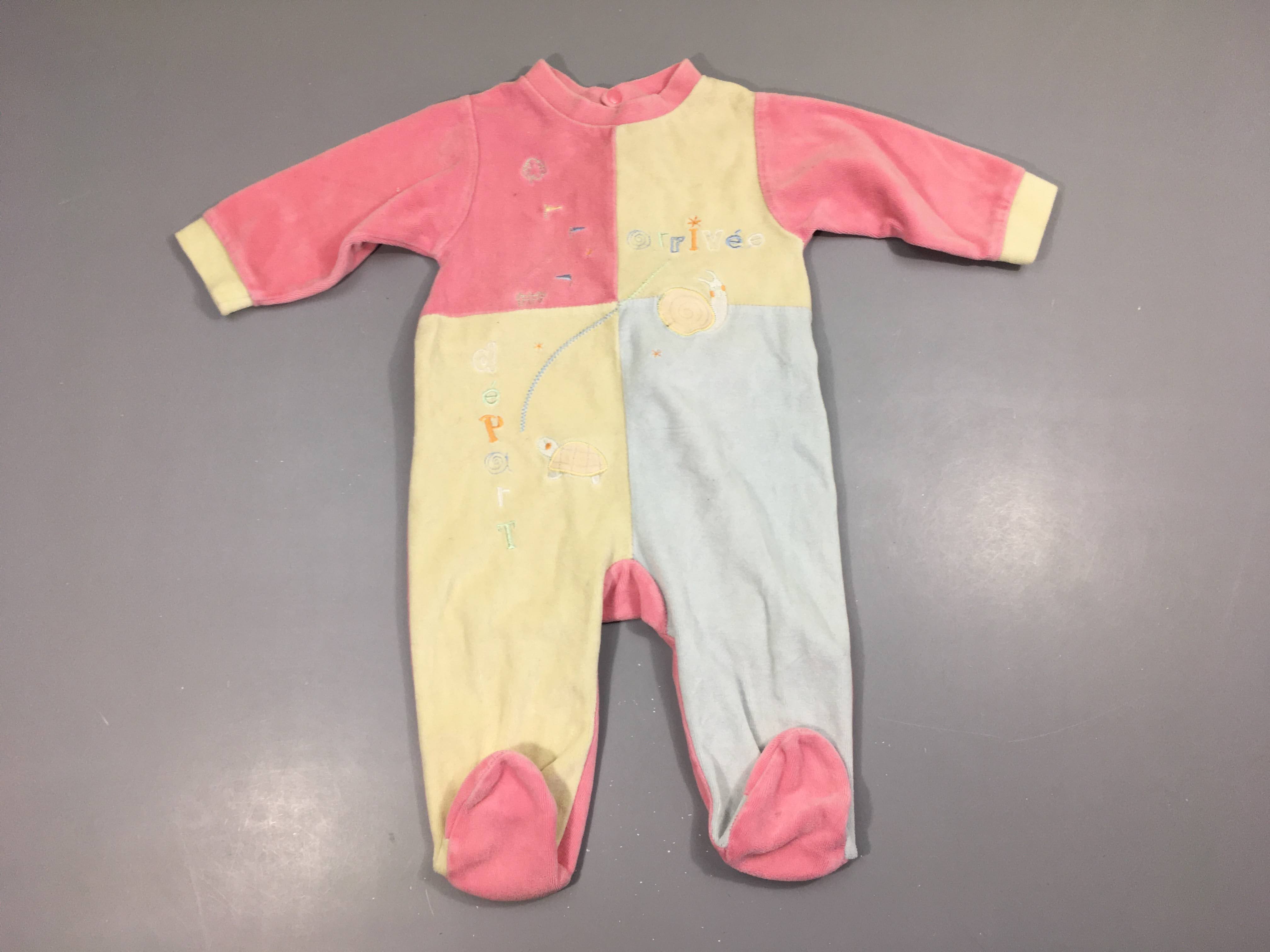 Pyjama velours rose-bleu-vert Arrivée